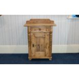 A Pine Bedroom Washstand comprising single cupboard and drawer. Height 27", Width 32".