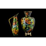 H Bequet Belgium A Mid Century Hand Finished Footed Vase And Accompanying Ewer Large waisted vase,