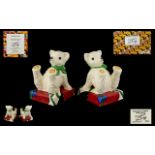 Wedgwood Bizarre Clarice Cliff Hand Painted Limited Edition Teddy Bear Bookends Number 50 of 150,