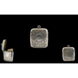 Late Victorian Period Silver Vesta Case with Vacant Cartouche, Chased Floral Decoration to Body.