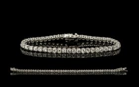 18ct White Gold Diamond Tennis Bracelet, Set With 48 Round Cut Diamonds, Estimated Diamond Weight 8.