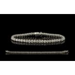 18ct White Gold Diamond Tennis Bracelet, Set With 48 Round Cut Diamonds, Estimated Diamond Weight 8.