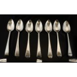 George III Thomas Wallis II Set of 7 ( Seven ) Silver Teaspoons. Hallmark London 1802, Makers Mark