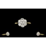 18ct Gold and Platinum Superb Diamond Set Cluster Ring Flower head Setting.