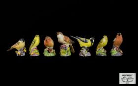 Royal Worcester Bone China Hand Painted Bird Figures ( 7 ) Seven In Total. Comprises 1/ Wood Warbler