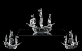 Swarovski Silver Crystal Ship Sculpture ' When We Were Young ' Series - Santa Maria Ship,