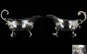 A Pair of Fine Quality Solid Silver Sauce Boats of Very Pleasing Form. Hallmark Birmingham 1930,