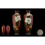 CLOISSONNE PAIR OF VASES. Height 31cm, A/F condition, good decorative vases.