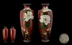 CLOISSONNE PAIR OF VASES. Height 31cm, A/F condition, good decorative vases.