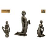 Lladro - Very Large and Impressive Female Nude Bronze Cast Porcelain Figurine with Display Stand,