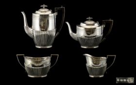 Victorian Period Well Made and Good Quality Silver Plated 4 Piece Tea / Coffee Service of Pleasing