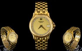 Raymond Weil Ladies Gold Plated Date-Display Wrist Watch, with Integral Panther Designed Bracelet.