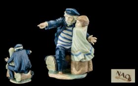 Nao by Lladro Large Porcelain Figure - Sea Captain ' Girl Waiting for The Fisherman ' 0699.