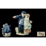 Nao by Lladro Large Porcelain Figure - Sea Captain ' Girl Waiting for The Fisherman ' 0699.