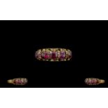 Victorian Period 15ct Gold Very Attractive 5 Stone Fire Ruby Set Ring, Lovely Setting.