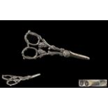 Victorian Period Fine Quality Cast Solid Silver Grape Scissors Decorated In The Fruit and Vine