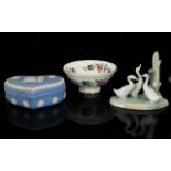 A Small Collection Of Decorative Ceramics Three items in tital to include Wedgwood blue jasperware