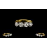 18ct Gold 4 Stone Diamond Set Dress Ring of Attractive Form Illusion Set.