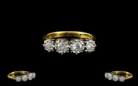 18ct Gold 4 Stone Diamond Set Dress Ring of Attractive Form Illusion Set.