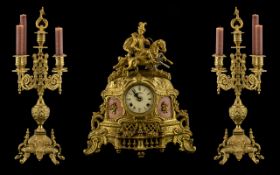 20th Century Clock Garniture Set To include two four branch,