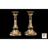 Royal Crown Derby Very Fine Pair of Imari Pattern Candlesticks - of pleasing form and colour.