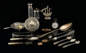 A Mixed Collection Of Antique And Vintage Silver And Mixed Metal Items A varied lot to include