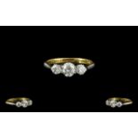 18ct Gold and Platinum 3 Stone Diamond Set Ring of Pleasing Form and Quality,