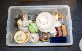 A Box of Mixed Ceramics & Collectibles to include Washington Pottery bowl, plates, cups, saucers;