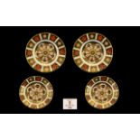 Royal Crown Derby Old Imari Pattern Single 22 ct Gold Band Pair of Side Plates and Matching Saucers