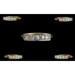 18ct Gold and Platinum Attractive Designed 5 Stone Pave Set Diamond Ring, From The 1920's Period.