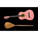 Stretton Payne Acoustic Guitar Finished in candy pink with floral decal to sound hole,