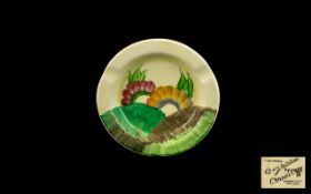 Clarice Cliff 1930;s Hand Painted Circular Ashtray ' Bizarre Range ' Aurea Pattern. c.1934.