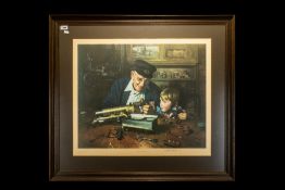 David Shepherd Limited Edition Framed Print 'Grandpa's Workshop' 781/850 Embossed blindstamp to