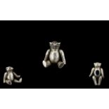 Sterling Silver Pin Cushion in the form of a performing bear, Articulated joints, Marked silver.