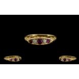 Antique Period 18ct Gold - Very Attractive Ruby and Diamond Set Dress Ring,