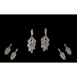 Pair of Diamond 'Feather' Drop Earrings,