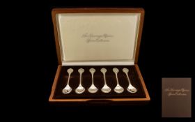 A Boxed Set Of Silver Franklin Mint Sovereign Queens Spoon Collection Comprising six spoons,