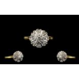 18ct Gold - Attractive Diamond Set Cluster Ring Flower head Setting,