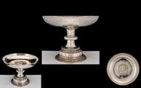 Edwardian Period Superb Quality Sterling Silver Pedestal Bowl Of wonderful form and design; the