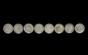 Collection Of Silver Half Crowns Dates To Include 1881, 1916, 1920 1937 (x2),1940 (x2), 1944.