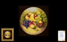 Clermont Fine China Hand Painted Still Life Wall Plaque Depicting peaches,