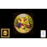 Clermont Fine China Hand Painted Still Life Wall Plaque Depicting peaches,