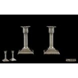 Victorian Pair of Nice Quality Classical Design Silver Candlesticks each with corinthian columns,