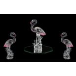 Swarovski Hand Finished Faceted Crystal Figure ' Feathered Beauties ' Flamingo.