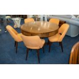 A Mid Century Rosewood Veneer Scandinavian Style Dining Table And Five Chairs Circular top with