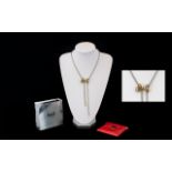 D&G Jewels Boxed Designer Bolo Tie Lariat Necklace And Crystal Set Watch Silver tone snake link