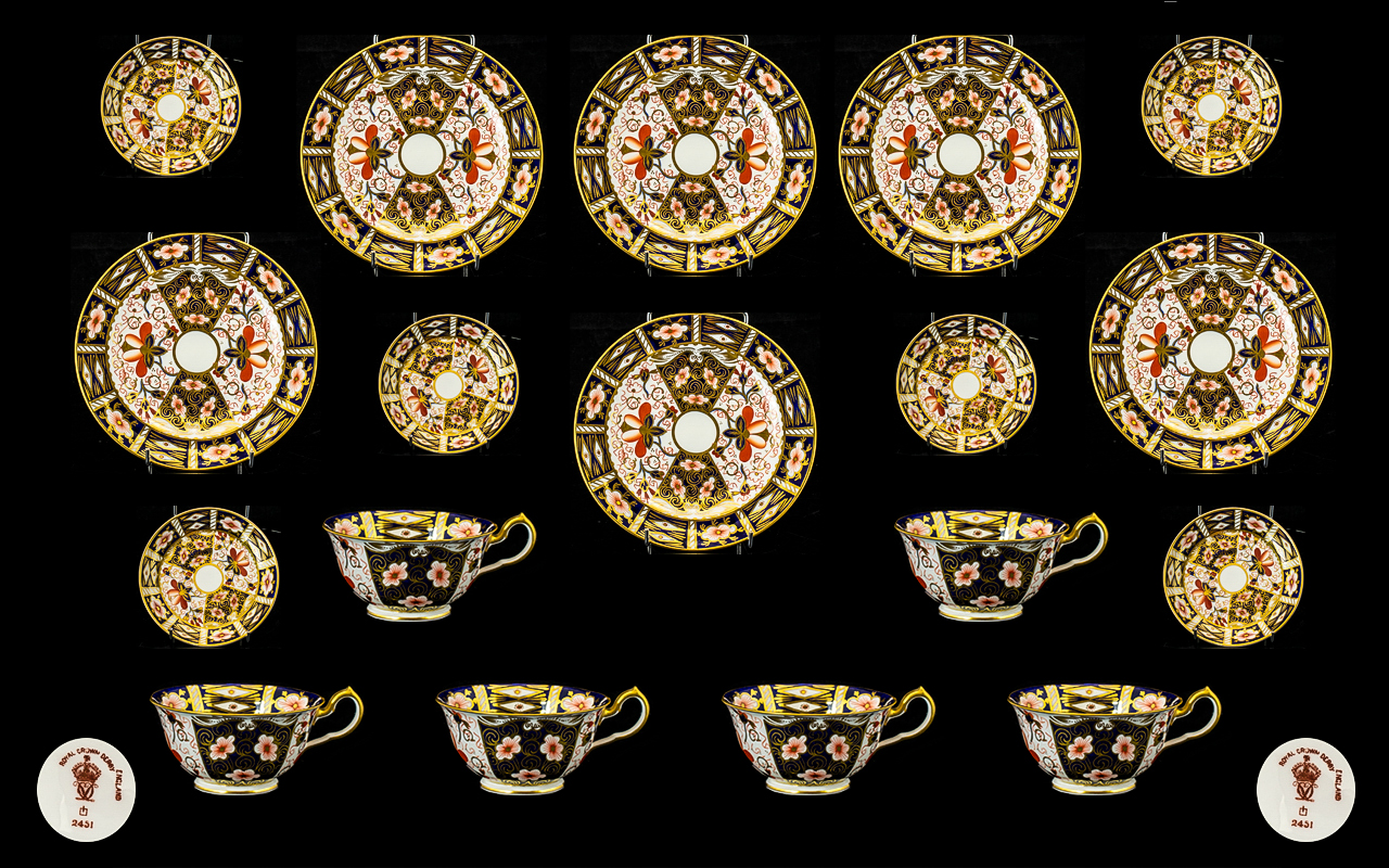 Royal Crown Derby Early 20th Century Set of Six Trios ( 18 ) Pieces.