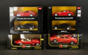 A Collection of Boxed Model Cars to include Rastar BMW Z4 Mercedex Benz SLA AMG x2 and BMW Z$,