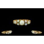 9ct Gold Gypsy Set Opal Dress Ring of Pleasing Form. Fully Hallmarked for 9.375. Ring Size L - M.
