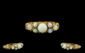 9ct Gold Gypsy Set Opal Dress Ring of Pleasing Form. Fully Hallmarked for 9.375. Ring Size L - M.